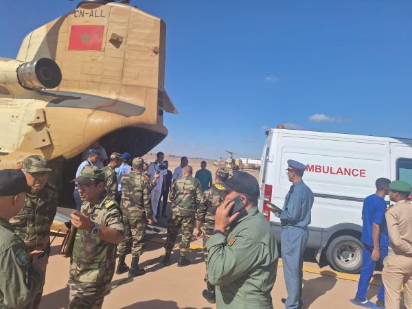 بالصور.. إجلاء مصابي تحناوت نحو المستشفى العسكري ابن سينا بمراكش